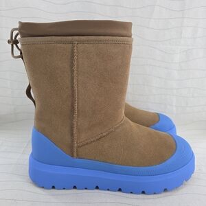 UGG Mens Classic Short Weather Hybrid Chestnut Big Sky Blue Boots 1143992 Sz 10